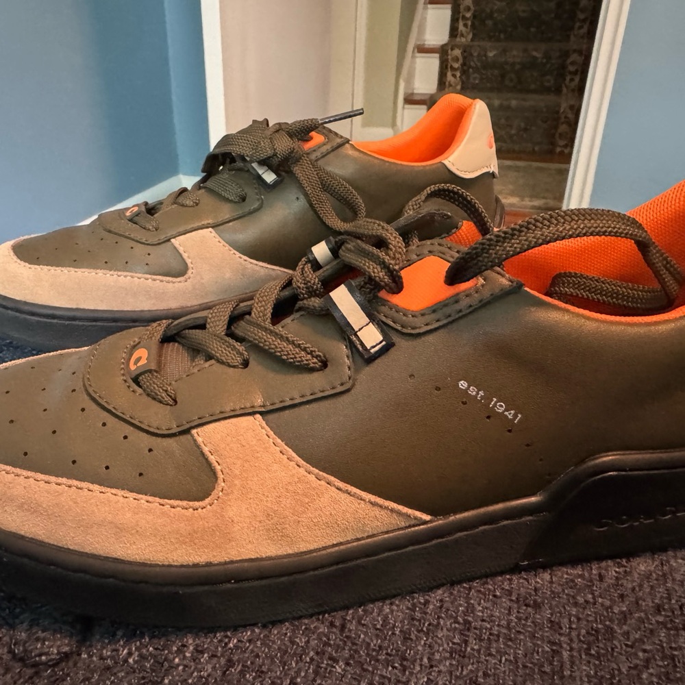 Coach Green and Orange Sneakers with Classic Silhouette